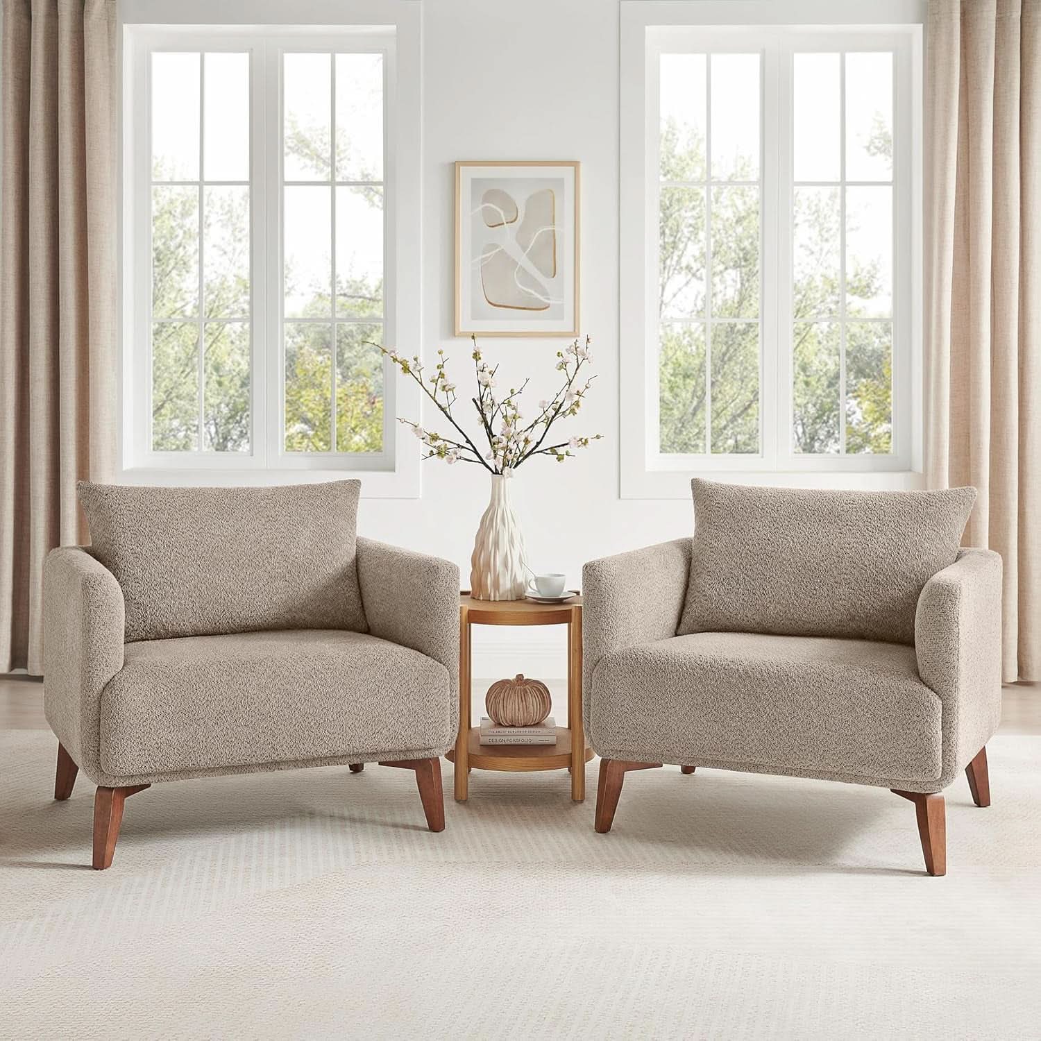 Oversized Upholstered Accent Chair — Camel