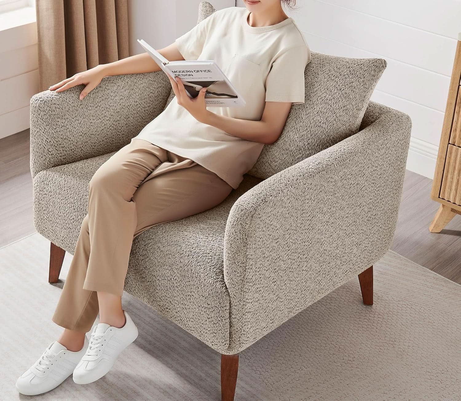 Oversized Upholstered Accent Chair — Camel