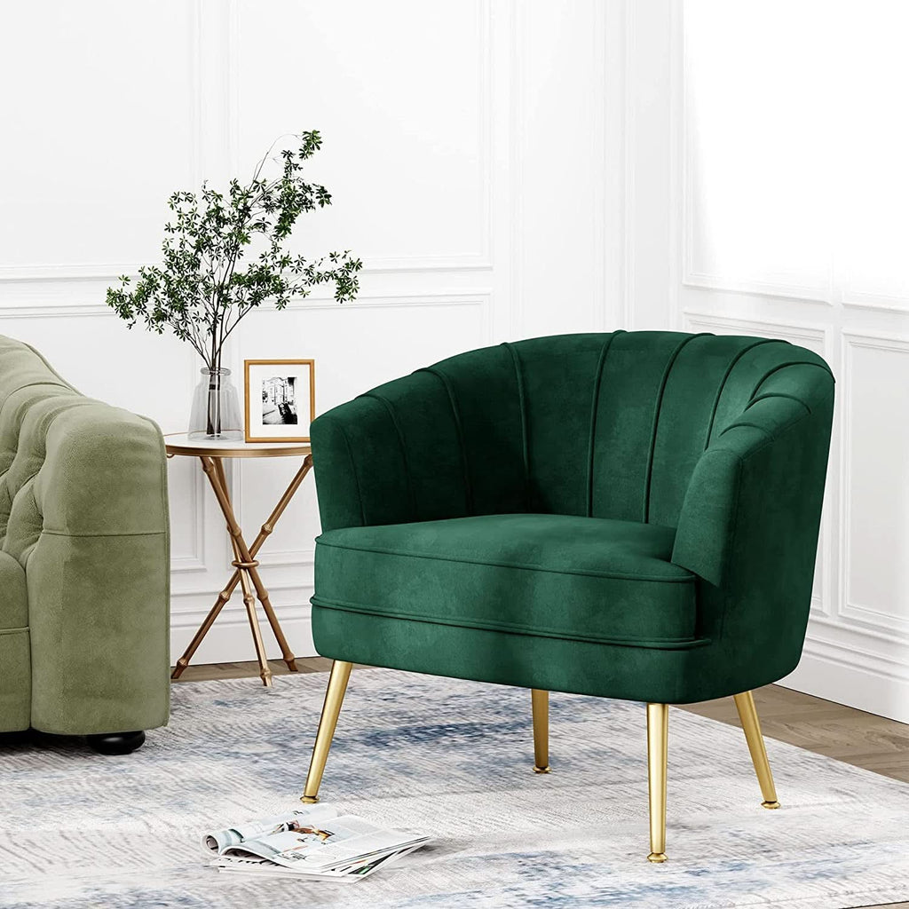 Velvet Accent Chair — Green & Gold