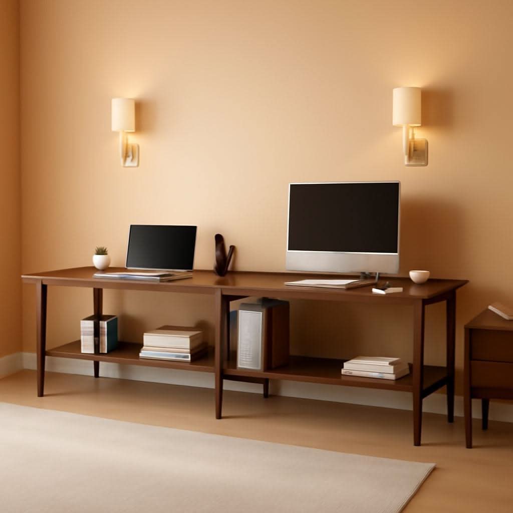 Walnut Dual Workstation Desk — 110"