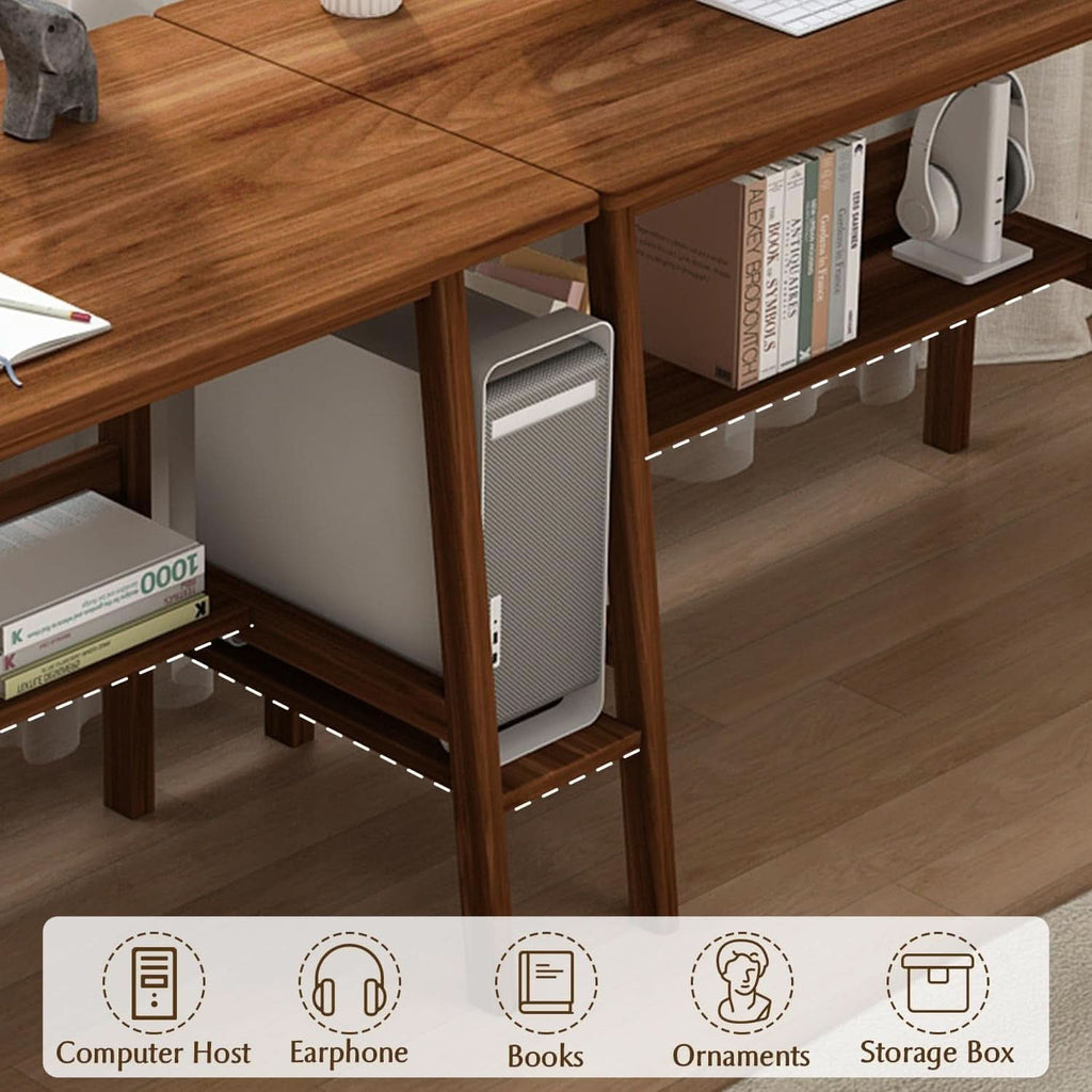 Walnut Dual Workstation Desk — 79"