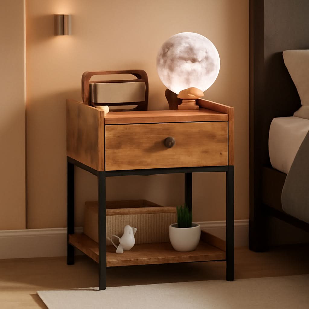 Charging Station Nightstand — Vintage Brown