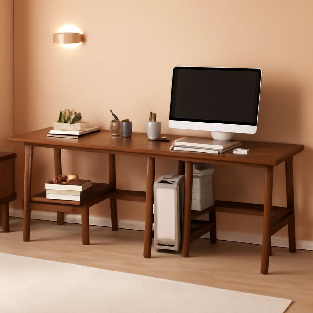 Walnut Dual Workstation Desk — 79"