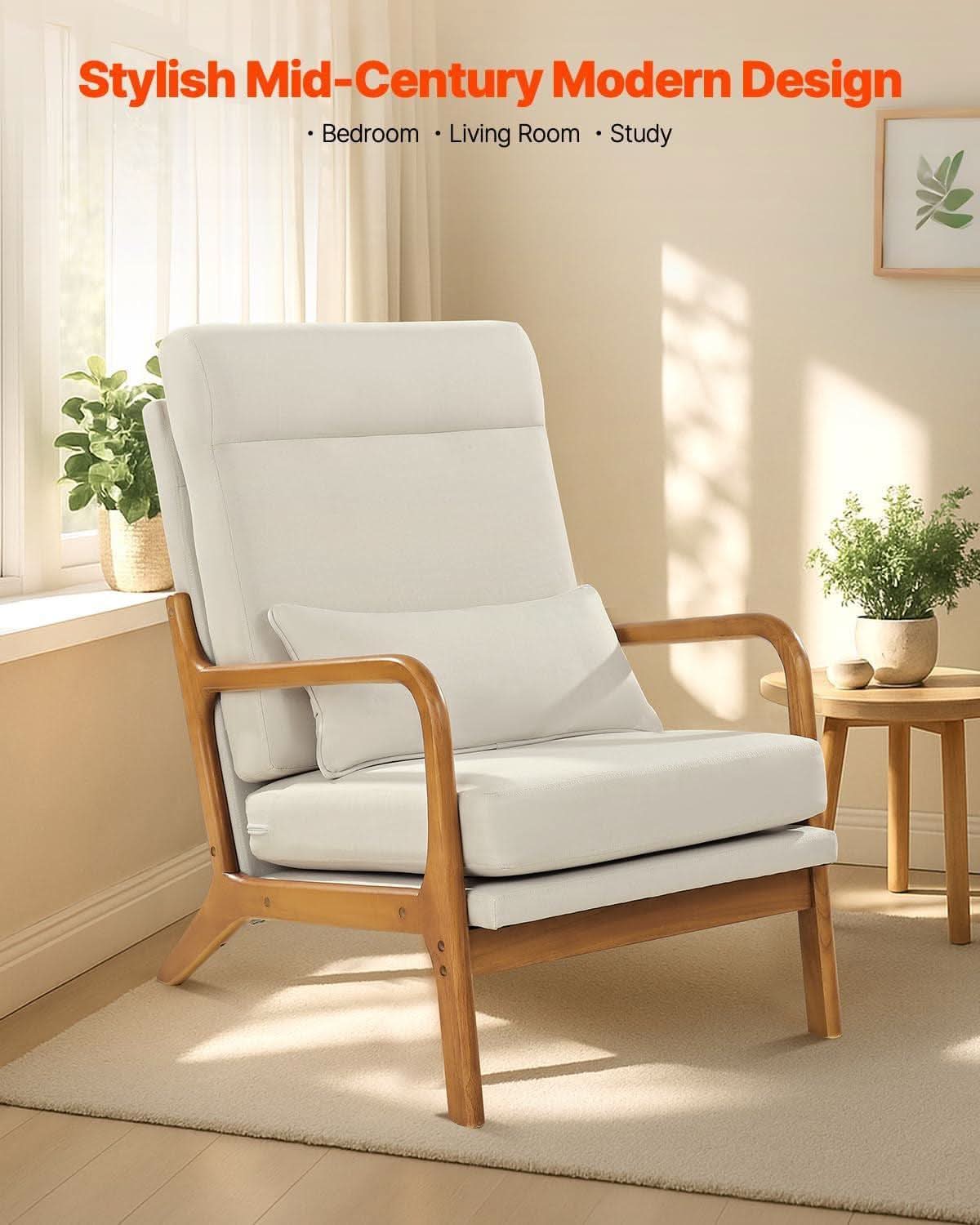 Mid-Century Linen Accent Chair
