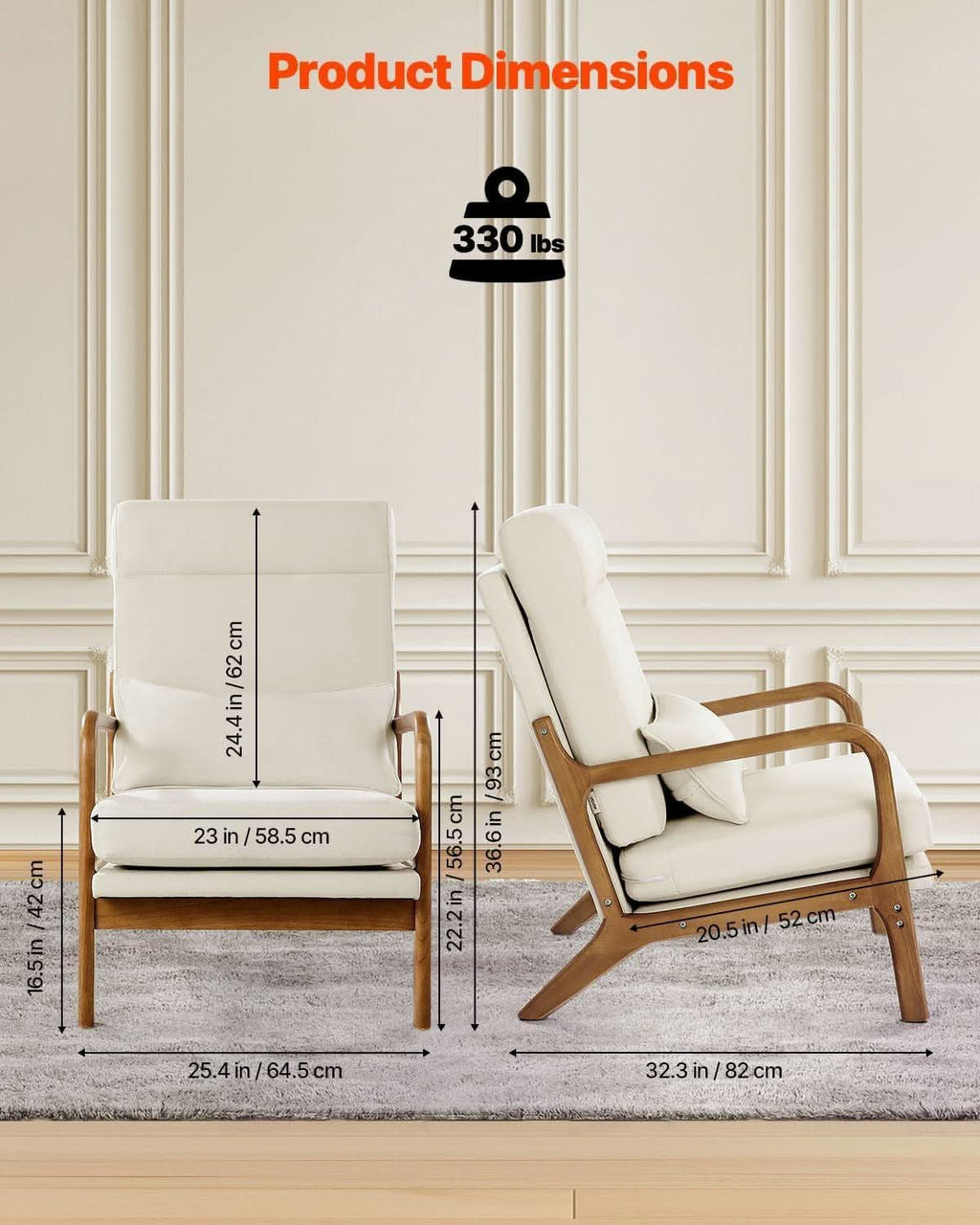 Mid-Century Linen Accent Chair