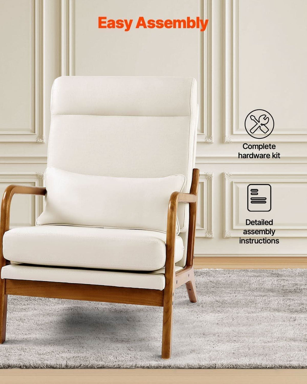 Mid-Century Linen Accent Chair