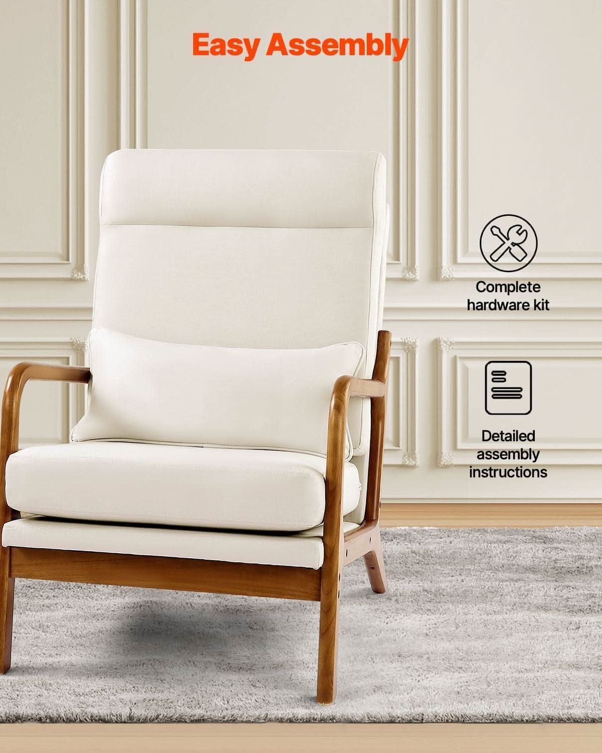 Mid-Century Linen Accent Chair