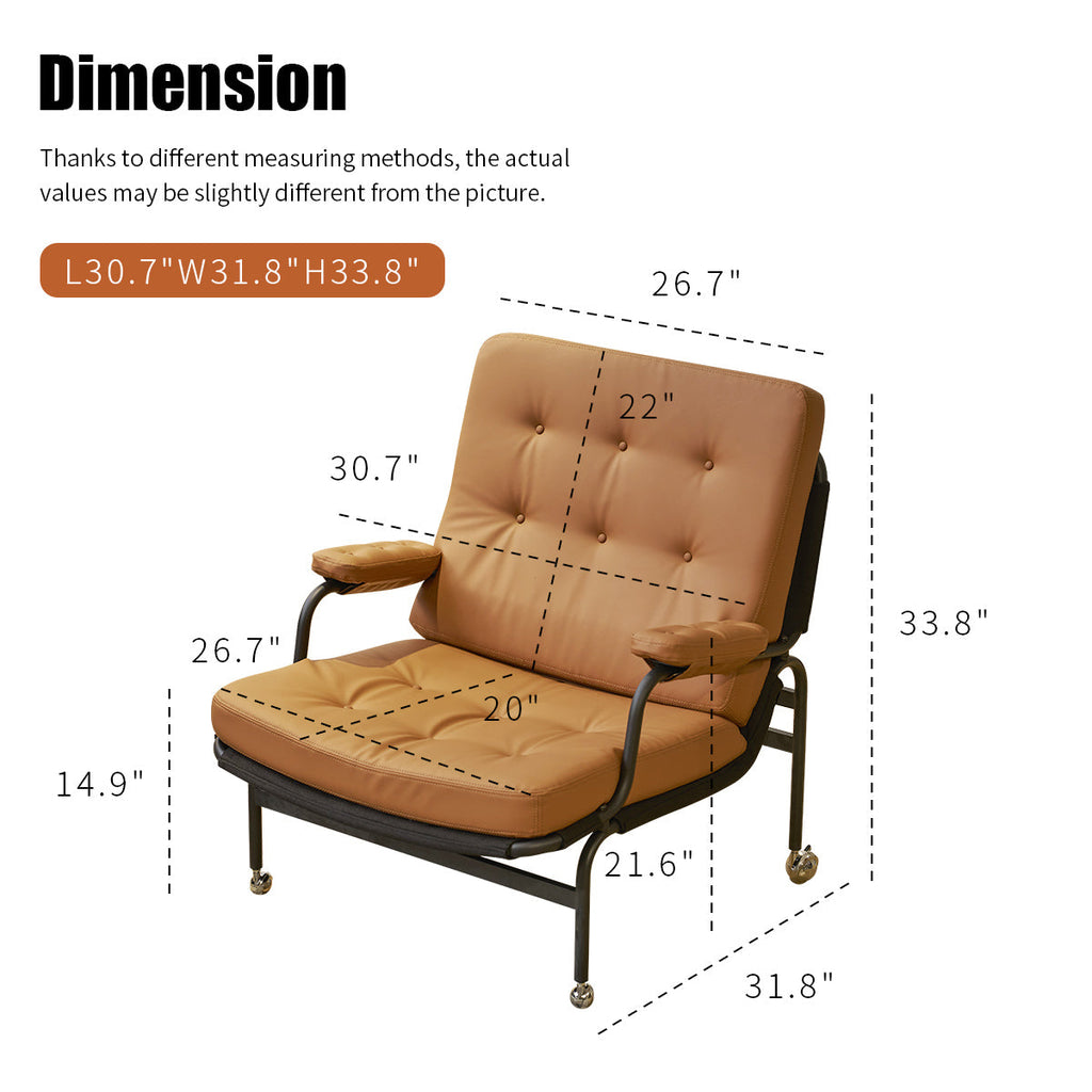 Leather Armrest Accent Chair — Brown