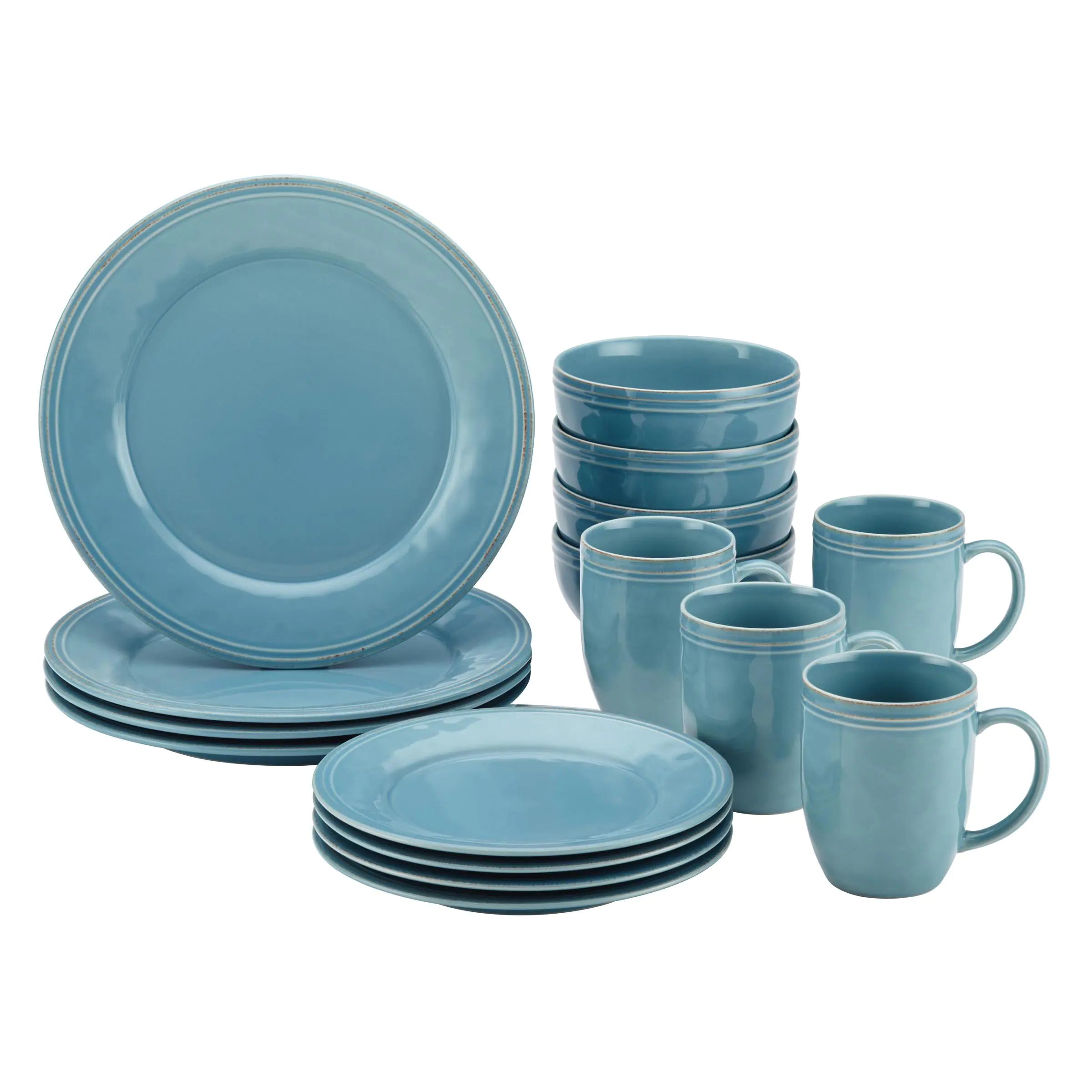 Cucina Stoneware Dinnerware Set — Agave Blue
