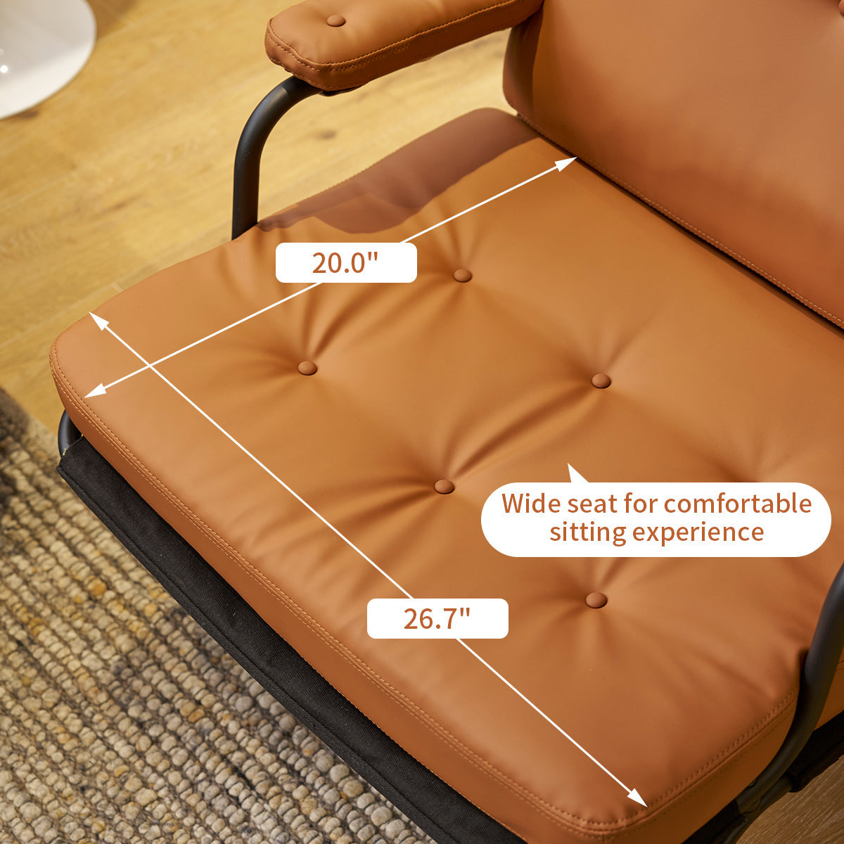 Leather Armrest Accent Chair — Brown