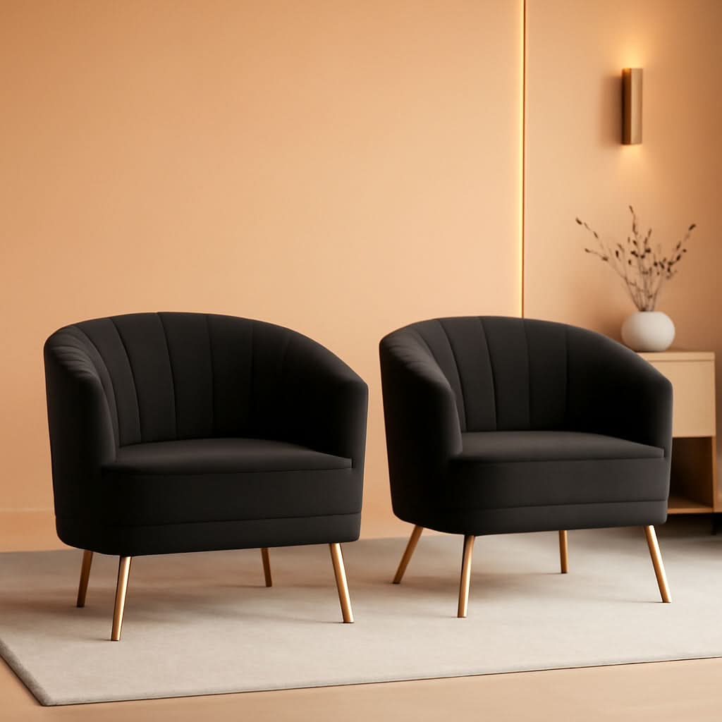 Velvet Accent Chair — Black & Gold