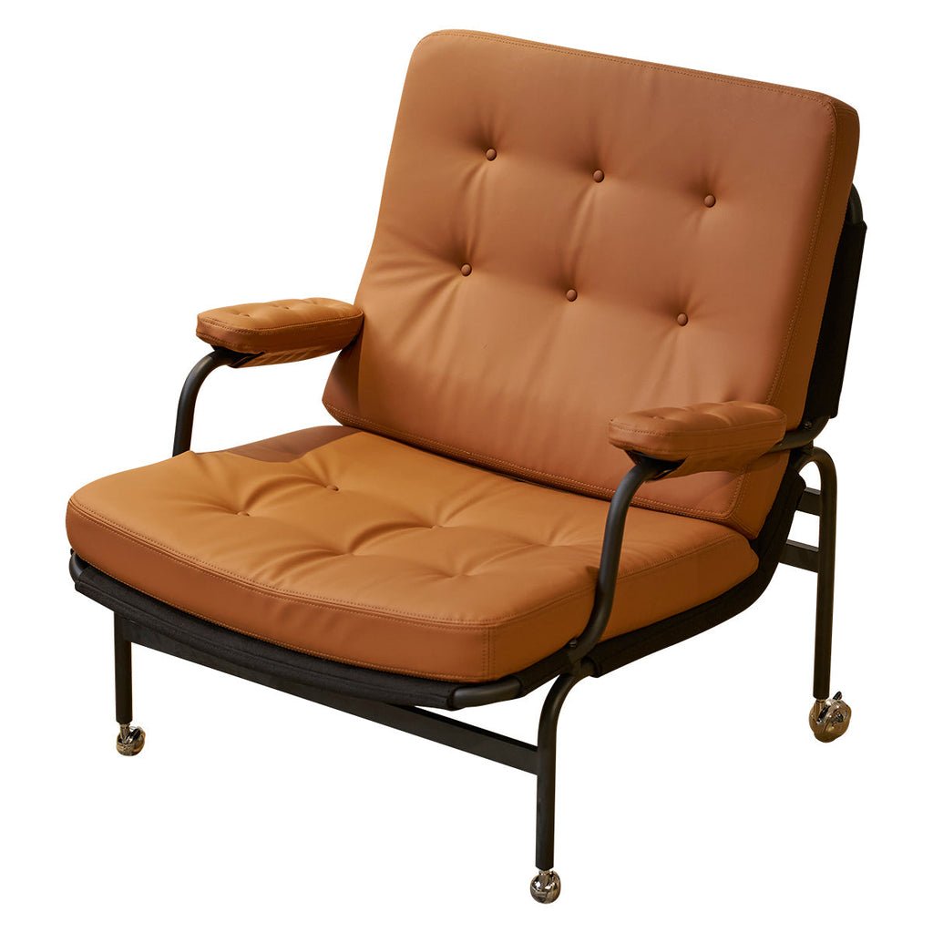 Leather Armrest Accent Chair — Brown