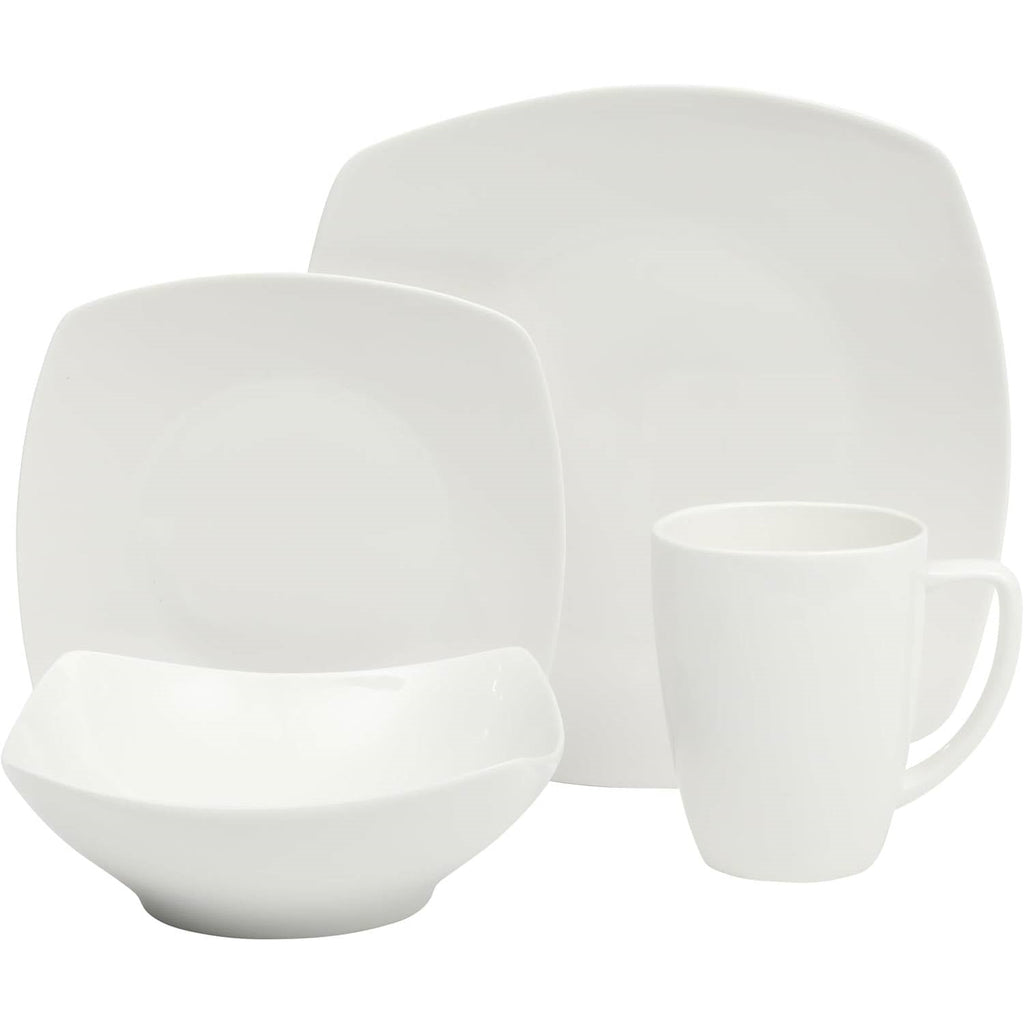 Square Porcelain Dinnerware Set — White