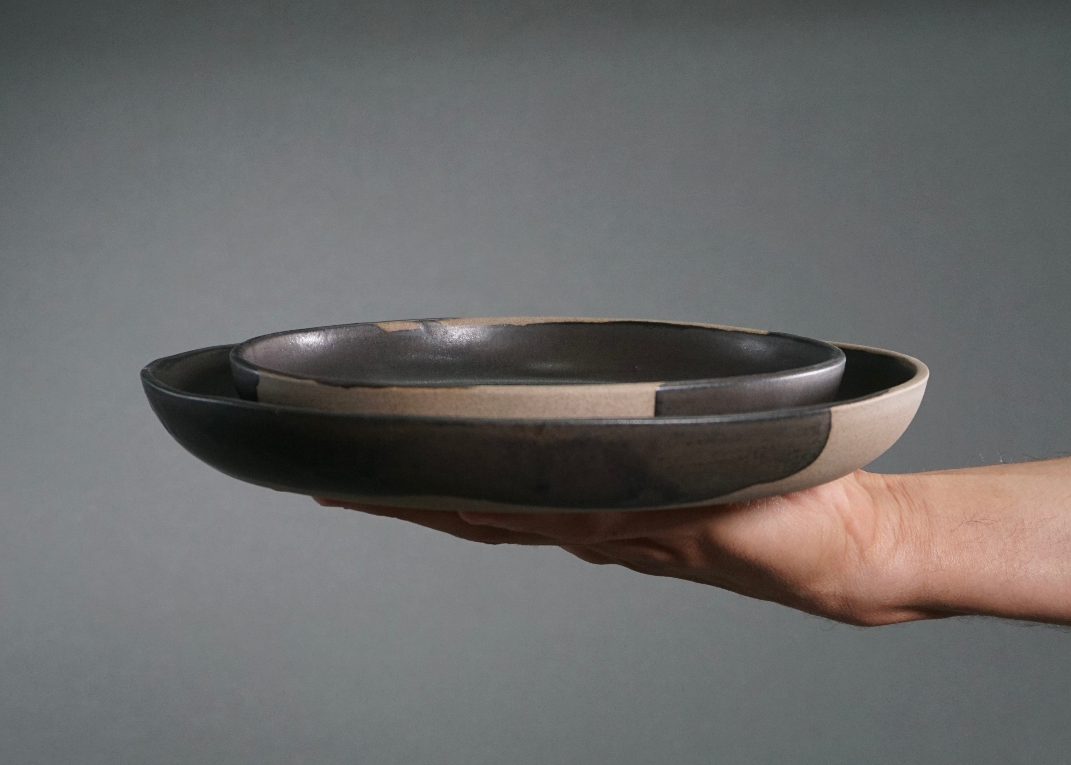 Classic Dinnerware Set — Gray & Black