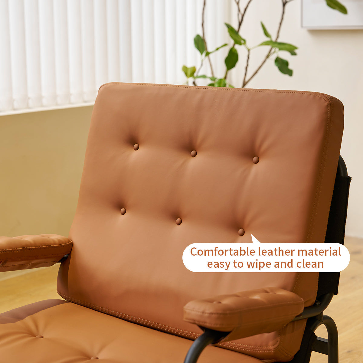 Leather Armrest Accent Chair — Brown