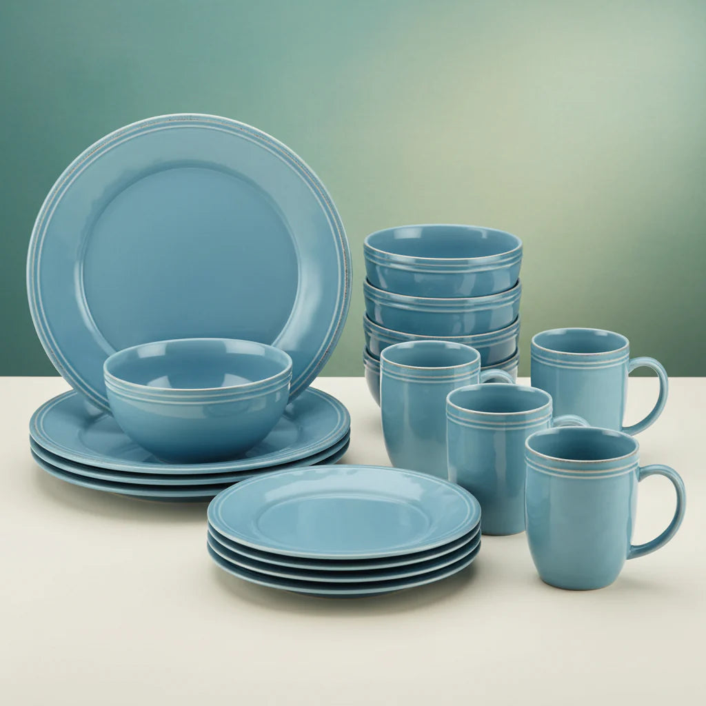 Cucina Stoneware Dinnerware Set — Agave Blue