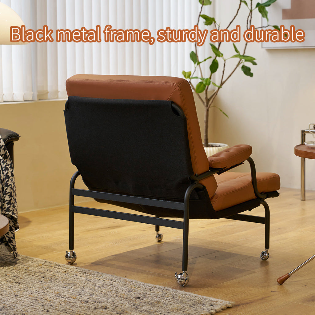 Leather Armrest Accent Chair — Brown
