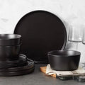Stoneware Dinnerware Set — Matte Black