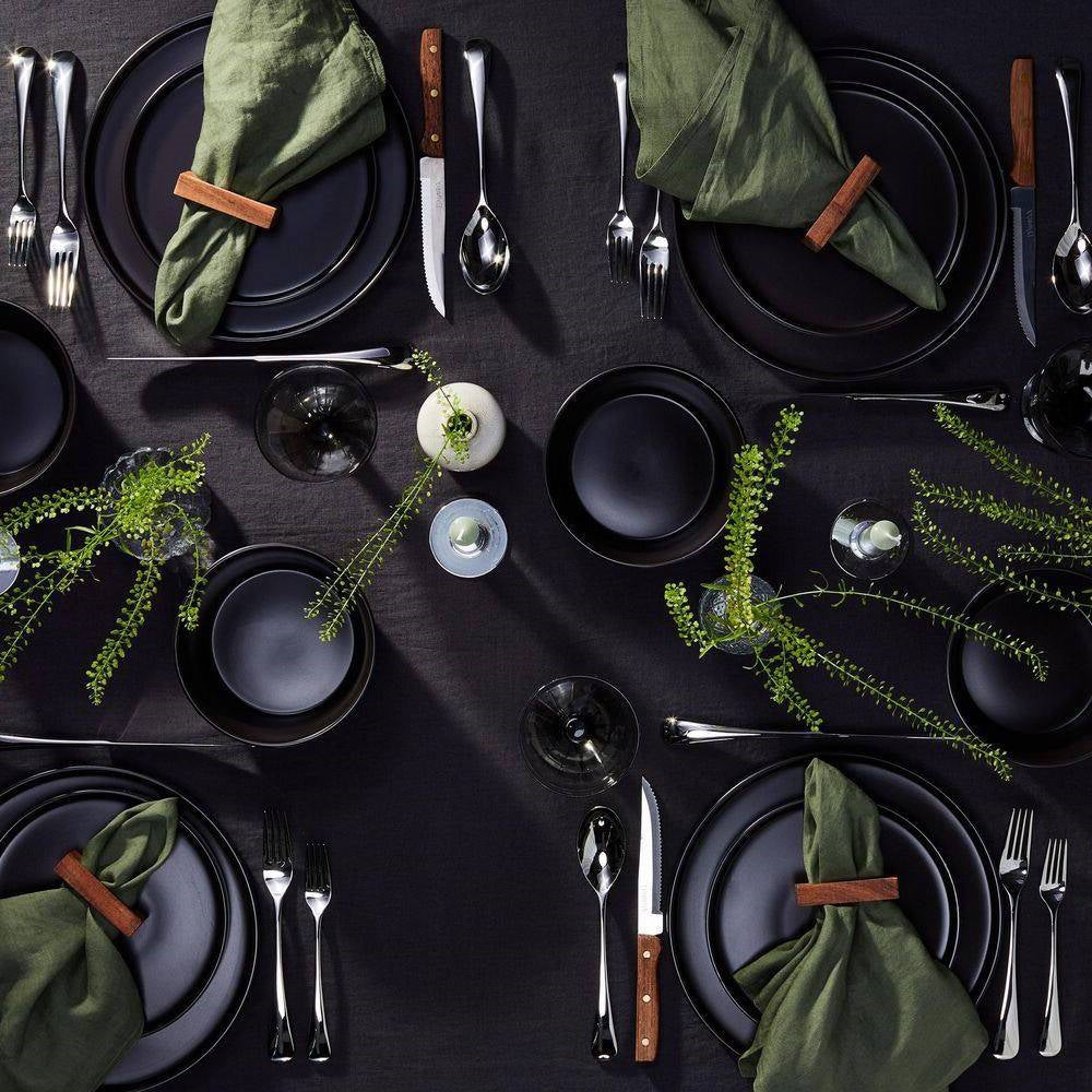 Stoneware Dinnerware Set — Matte Black