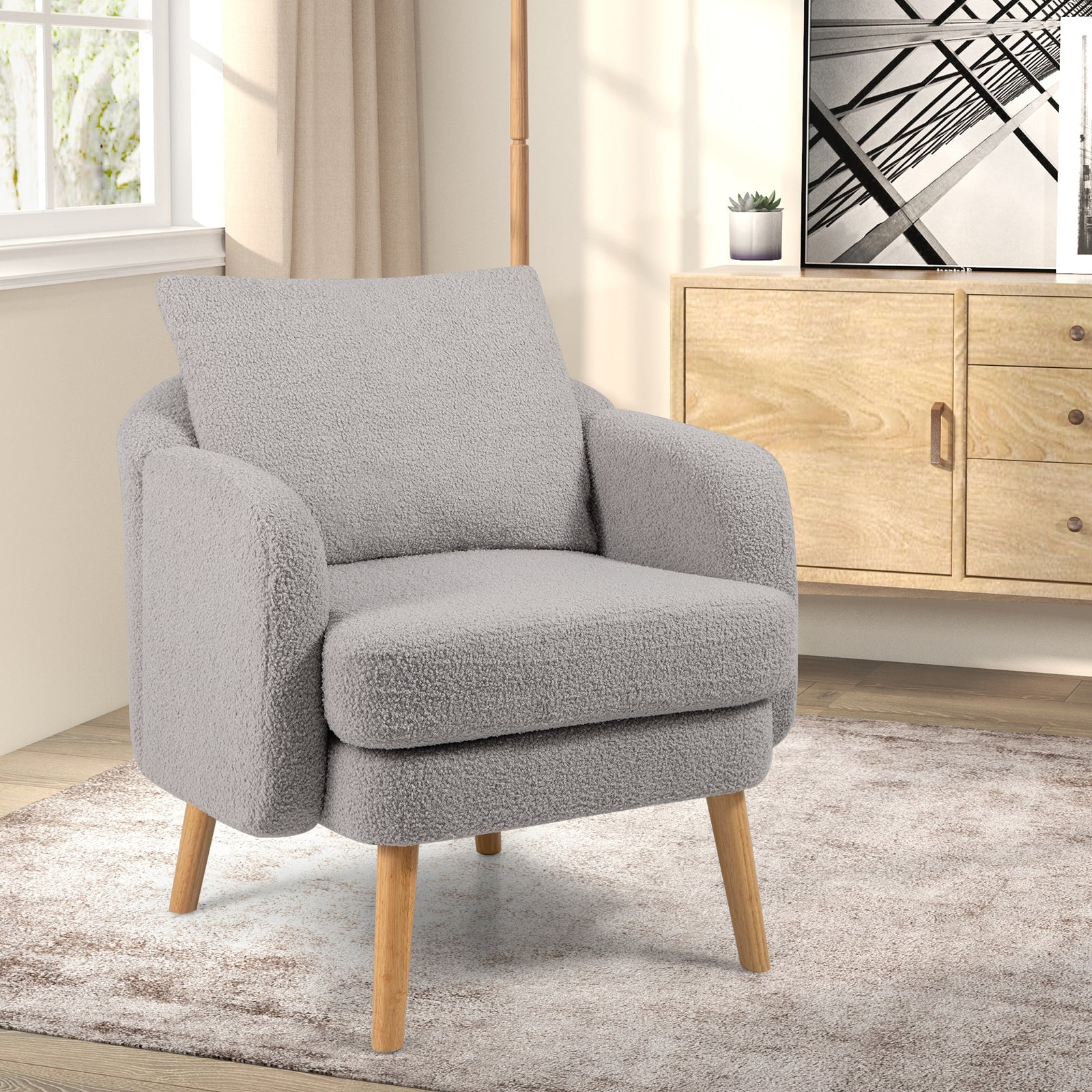 Sherpa Accent Chair — Grey