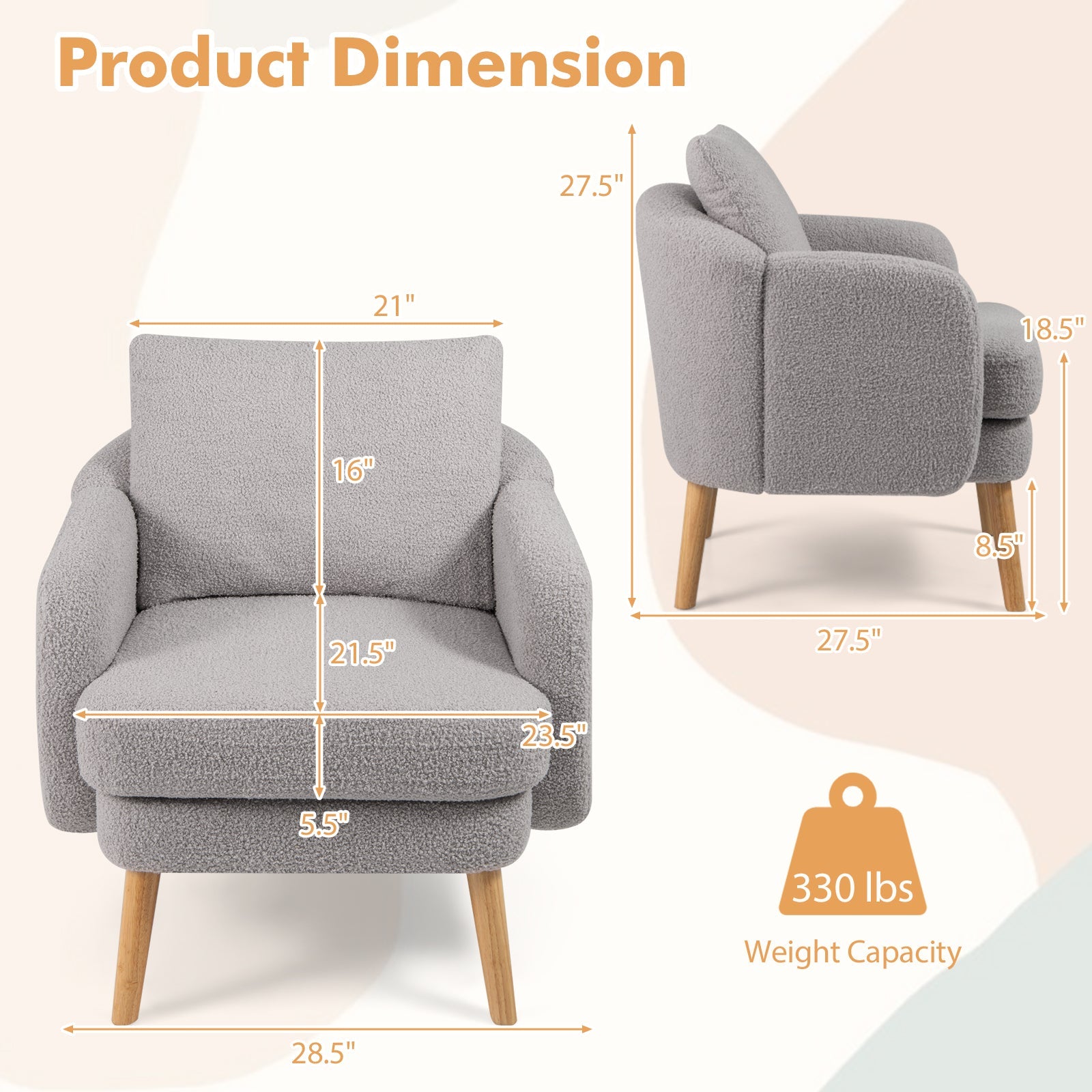 Sherpa Accent Chair — Grey