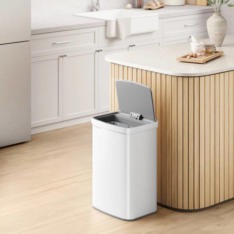 Motion Sensor Trash Can — White