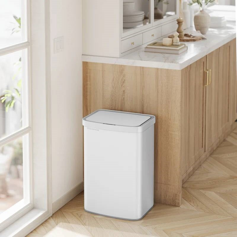Motion Sensor Trash Can — White