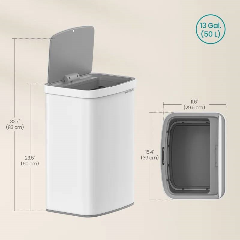 Motion Sensor Trash Can — White