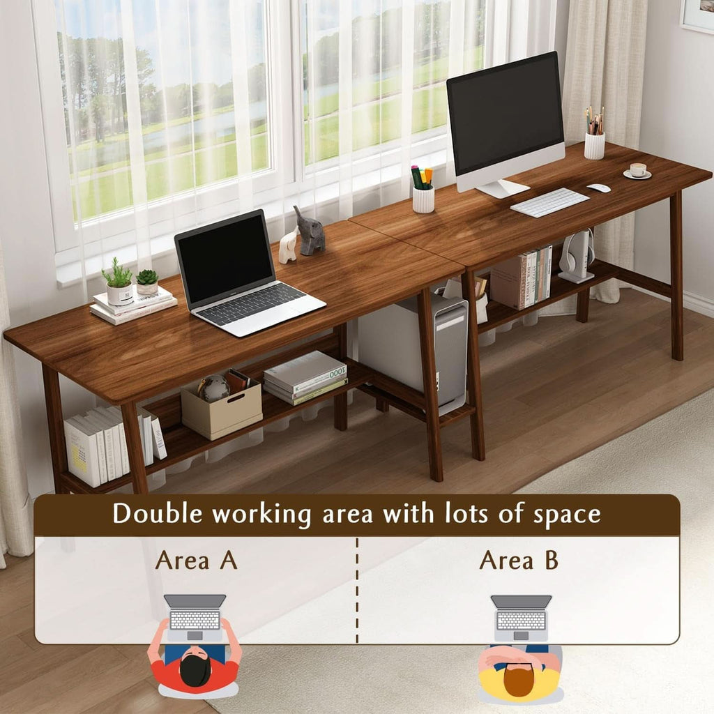 Walnut Dual Workstation Desk — 110"