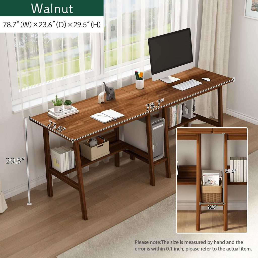 Walnut Dual Workstation Desk — 79"