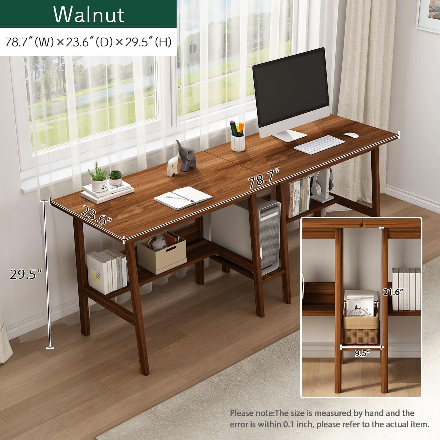 Walnut Dual Workstation Desk — 79"