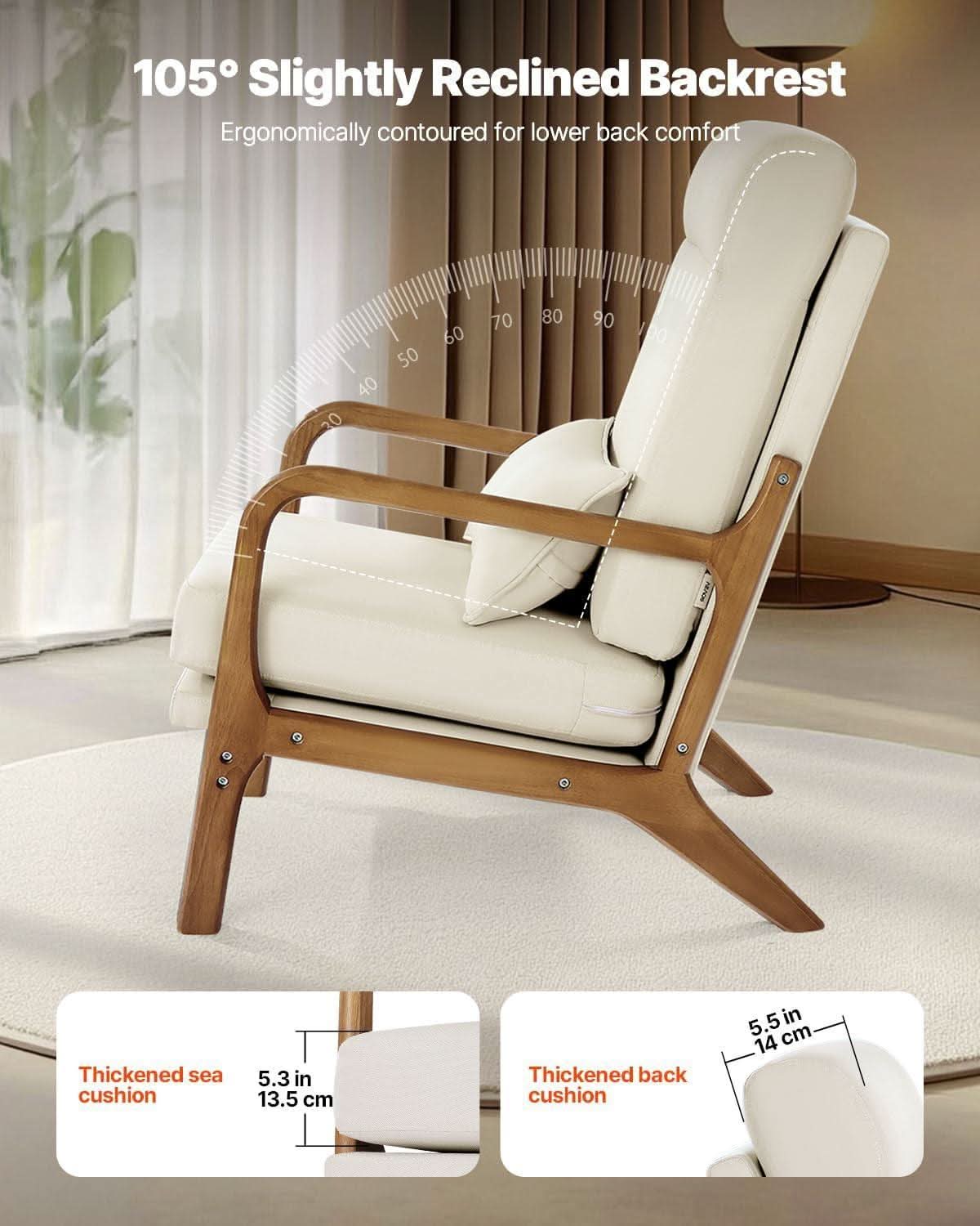 Mid-Century Linen Accent Chair