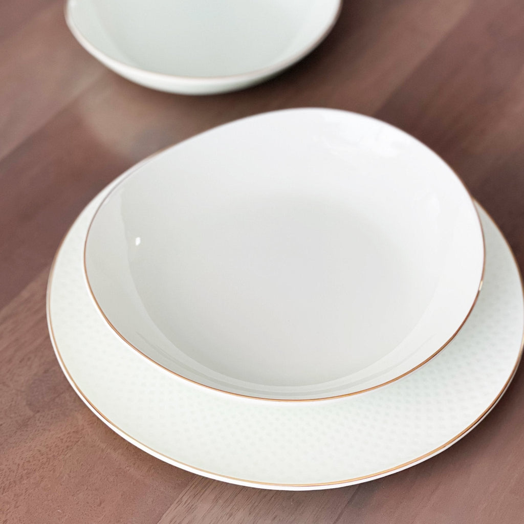 Camille Bone China Set — White & Pistachio