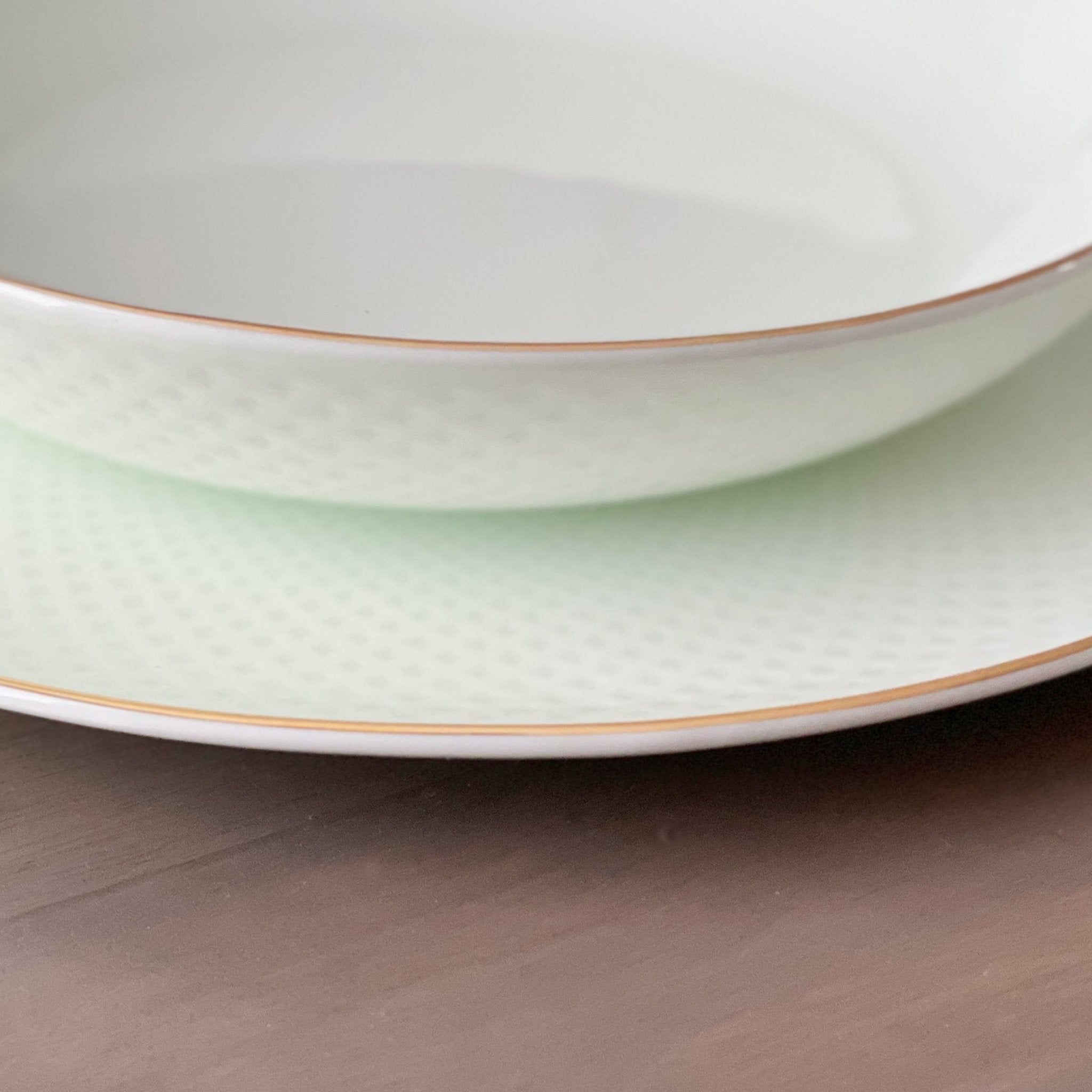Camille Bone China Set — White & Pistachio