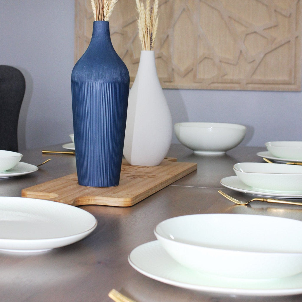 Camille Bone China Set — White & Pistachio