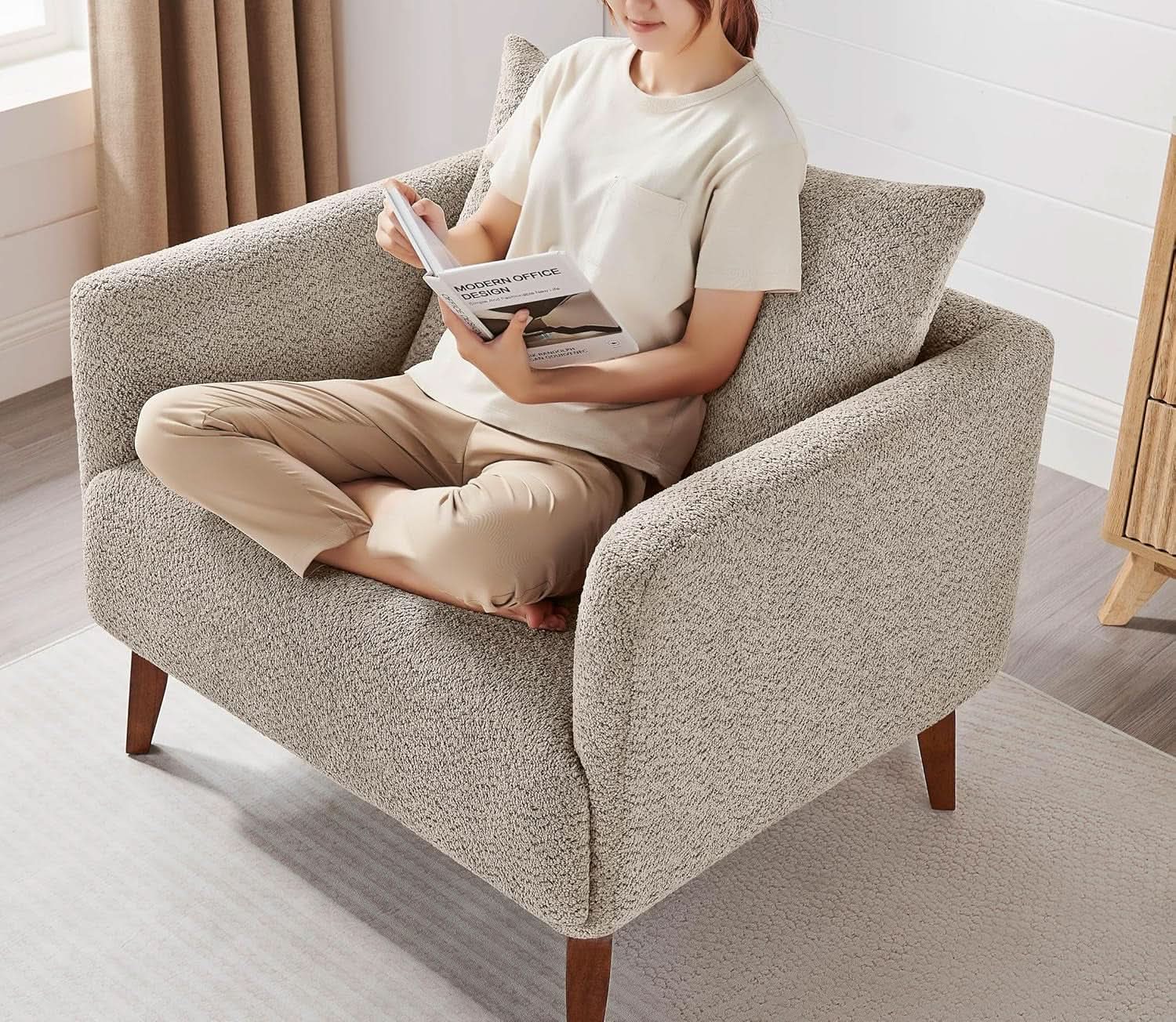 Oversized Upholstered Accent Chair — Camel
