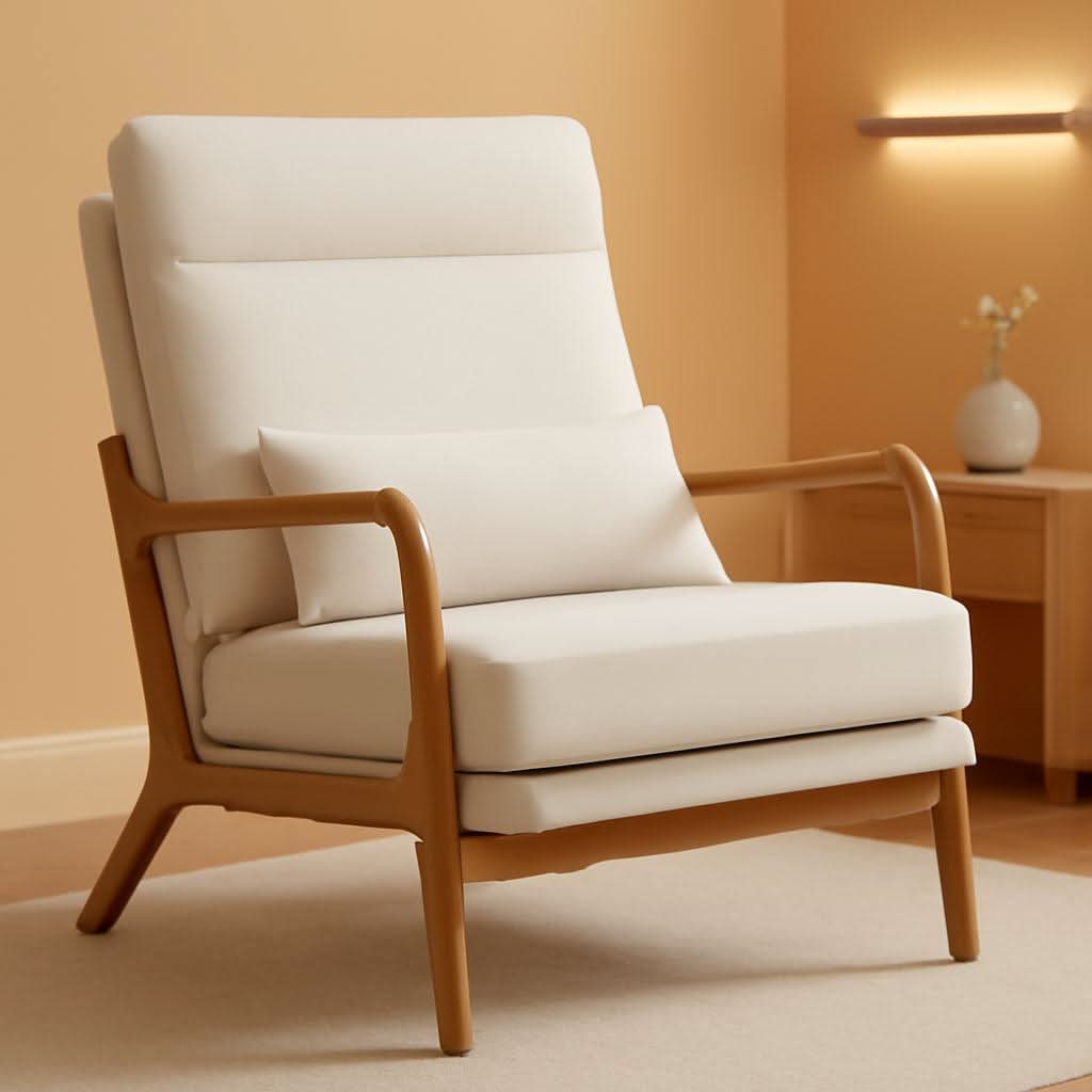 Mid-Century Linen Accent Chair