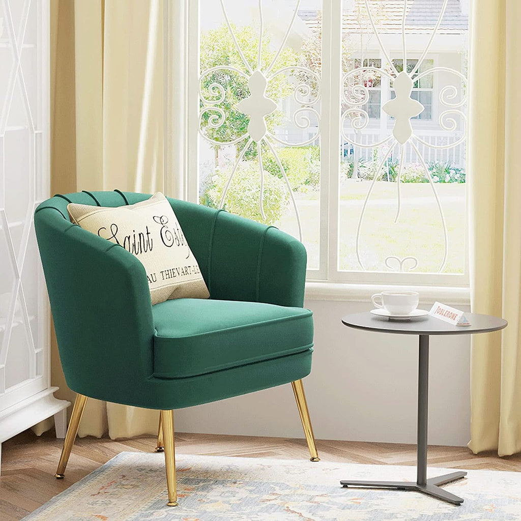 Velvet Accent Chair — Green & Gold
