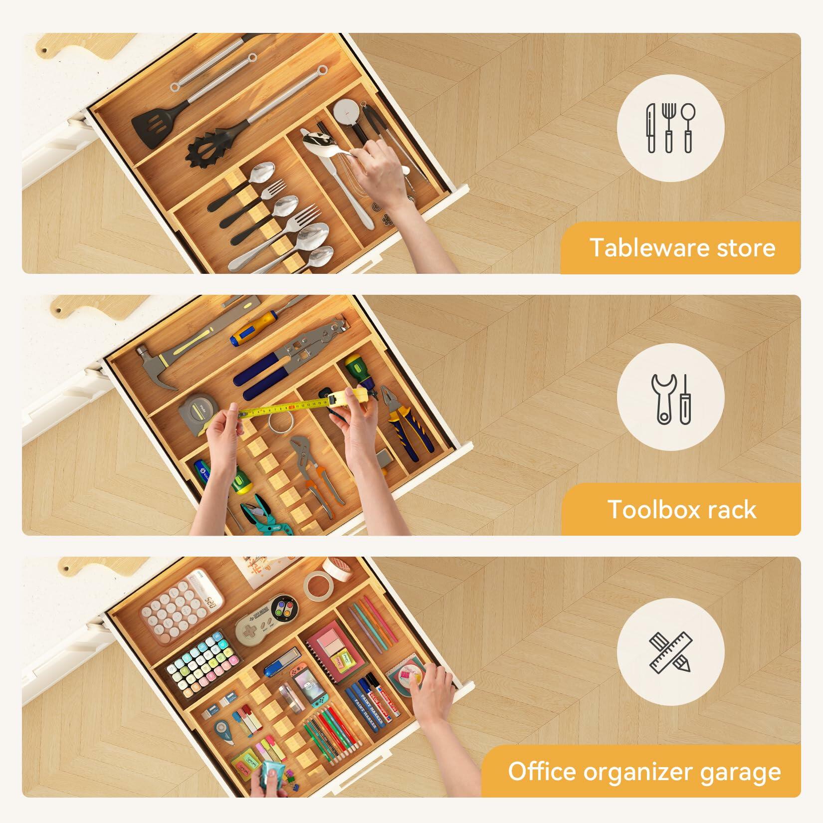 Expandable Bamboo Drawer Organizer