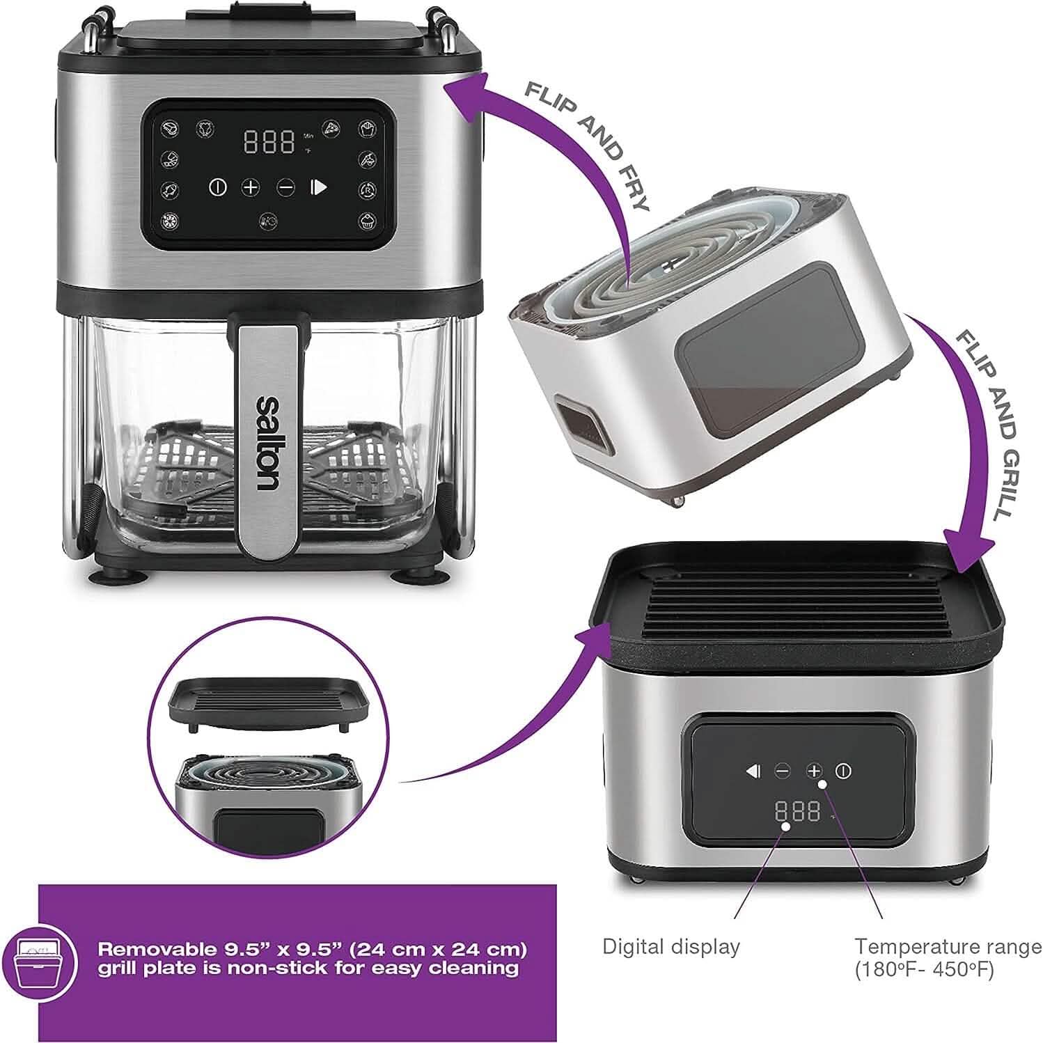 Salton 3-in-1 Air Fryer & Grill